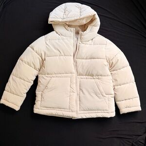 Mango Kids Cream Hooded Puffer Jacket
